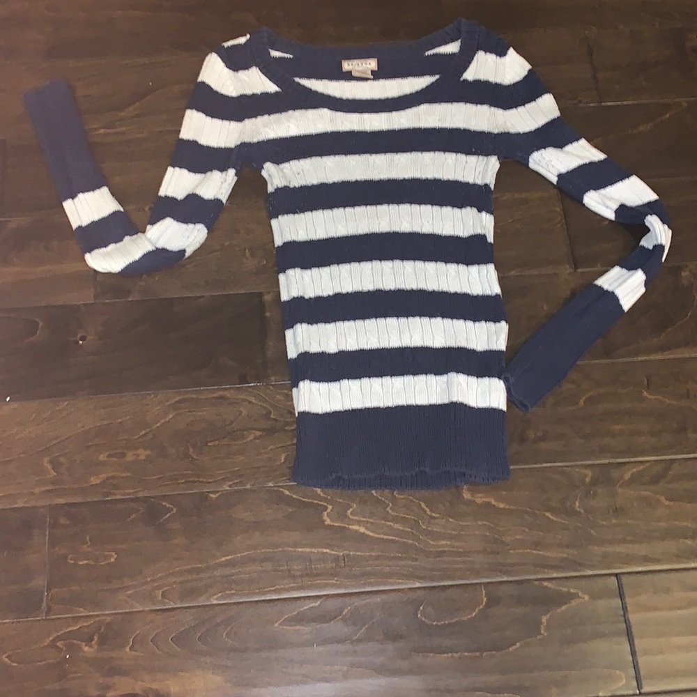 Blue and White Striped Sweater